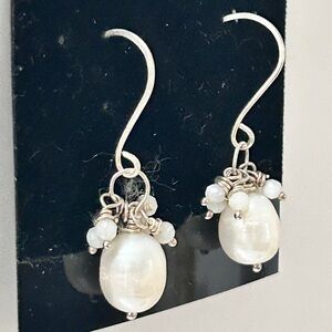 NEW HANDMADE Freshwater Pearl Cluster Earrings – Sterling Silver